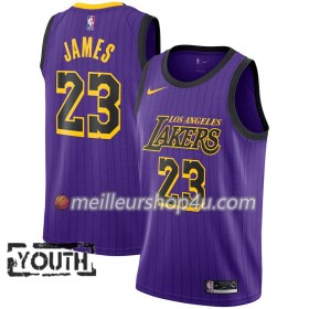 Maillot Basket Enfant Los Angeles Lakers LeBron James 23 2018-19 Nike City Edition Pourpre Swingman